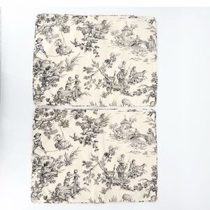 Set 2 Country Curtains French Country Toile Pillow Shams Standard Ivory/Black